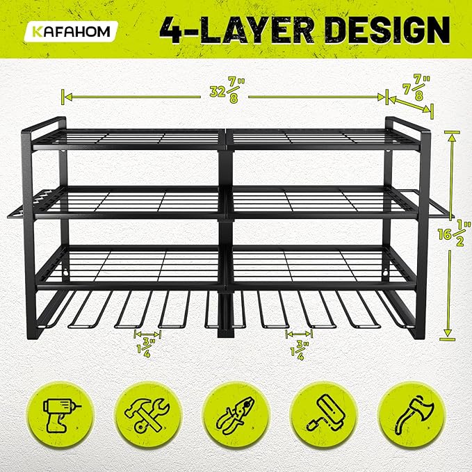 KAFAHOM Power Tool Organizer-8 Drill Holder Wall Mount, 4 Layer Heavy Duty - Image 3