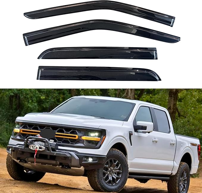 KPY Window Visor Rain Guard for 2015-2025 Ford F150 SuperCrew, Tape-On by KPYBizConnect