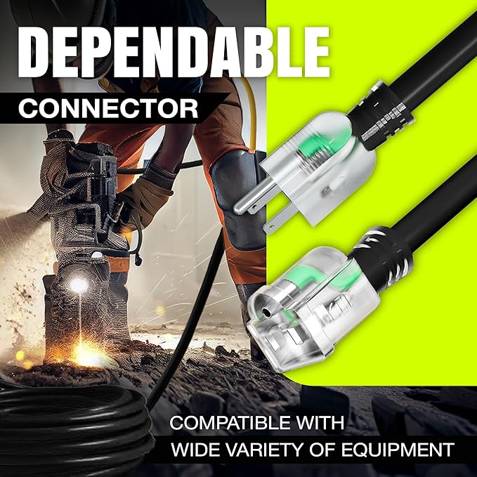 25ft Outdoor/Indoor Extension Cord 16/3 Gauge Heavy Duty 3 Prong SJTW, - Image 4