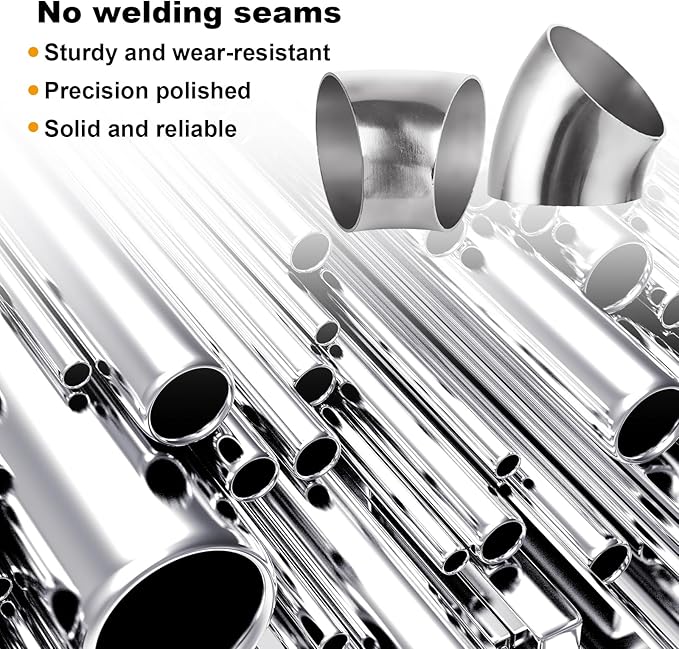 Acrux7 4 Pack 2.5 Inch 45 Degree Exhaust Elbow Pipe, 304 Stainless Steel - Image 3