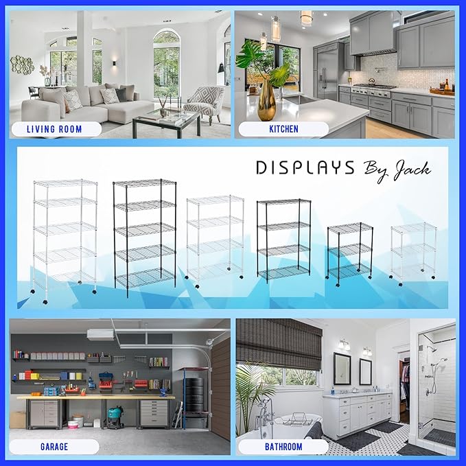 Displays By Jack 4 Tier Wire Shelving Unit Storage Rack, Metal Heavy Duty - Image 7