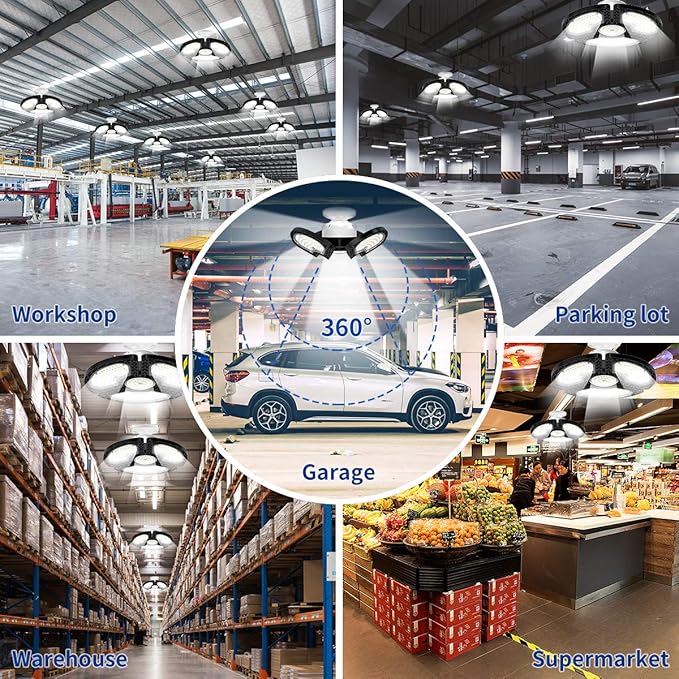 LED Garage Light 80W Deformable LED Ceiling Lights 12000 Lumens Led Shop Lights - Image 6