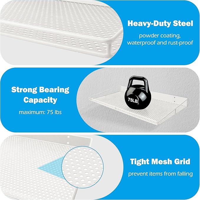 RedCall Heavy-Duty Wall Shelf, 2 Pack Garage Shelf, 23.5" x 12" Large Wall - Image 5