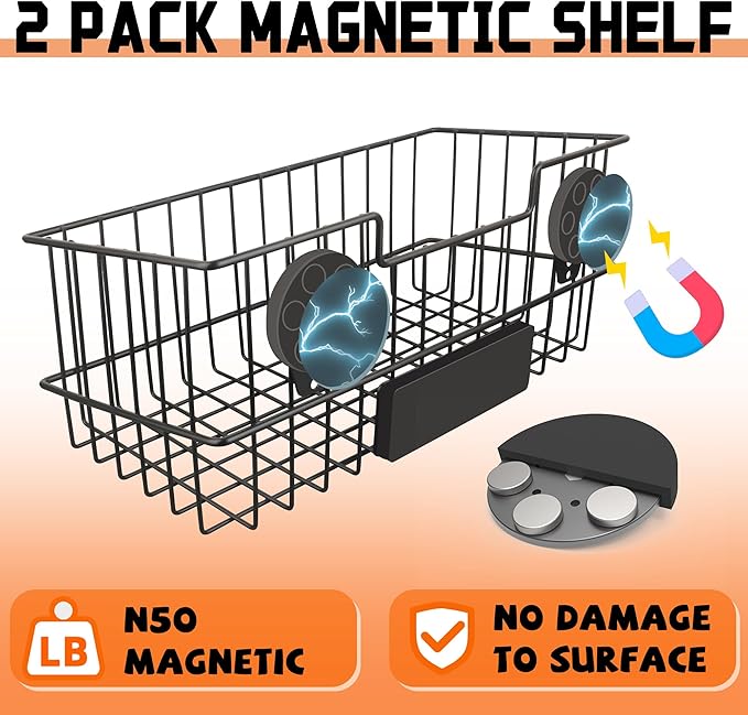 ULIBERMAGNET Magnetic Baskets, Large Capacity Metal Wire Mesh Basket Holder - Image 5
