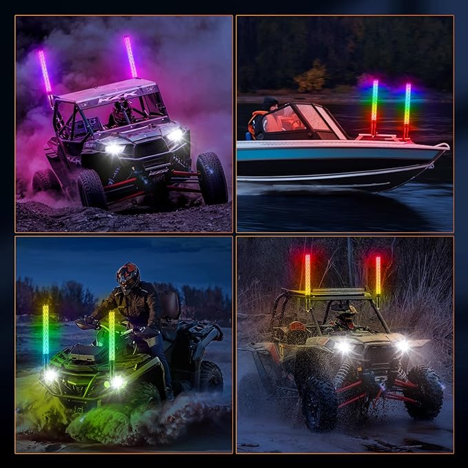 2PCS 1FT Fat Whip Lights for UTV ATV - Image 7
