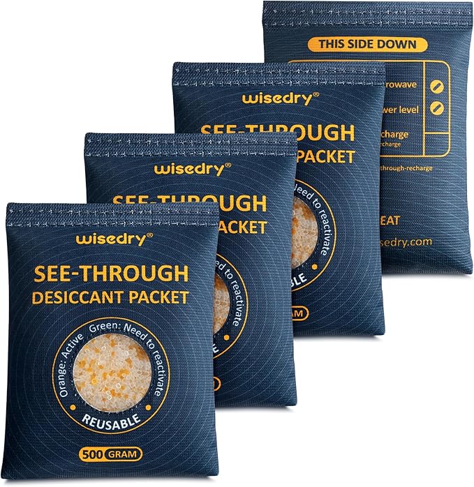 wisedry 4 x 500 Gram See-Through Silica Gel Car Dehumidifier Packets, by wisedry