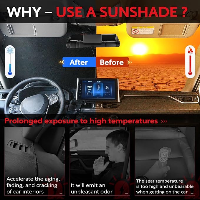 KAYZT Windshield Sun Shade for 2015-2021 Lexus NX NX300h/NX300/NX200t Foldable - Image 3