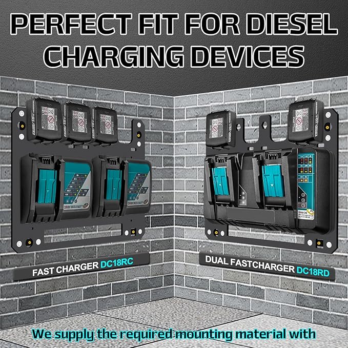 FETESNICE Metal Charger Mount for Makita Battery Holder and DC18RC DC18RD - Image 2