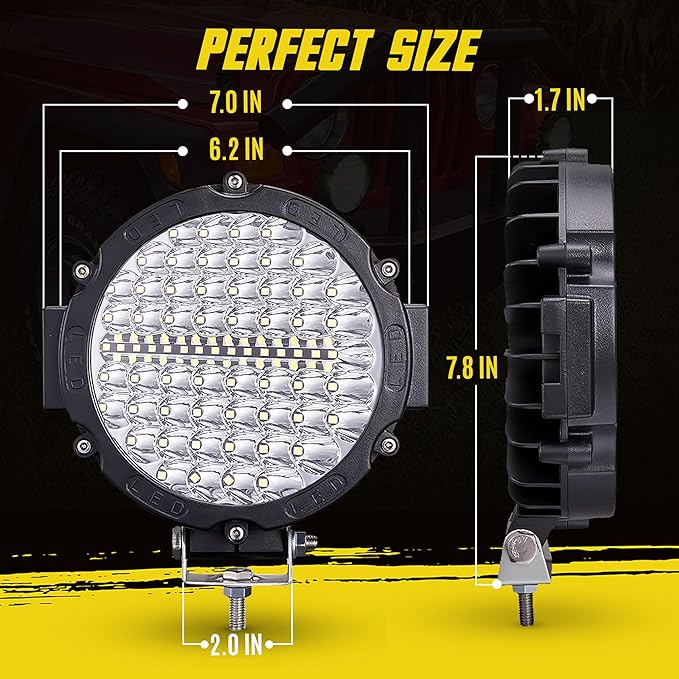 7 Inch Round LED Offroad Lights, LED Light Pods 120W 10000lm - Image 3