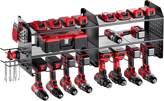 TRZZ 2-in-1 Power Tool Organizer Wall Mount, 3-Layer Drill Holder by TRZZ