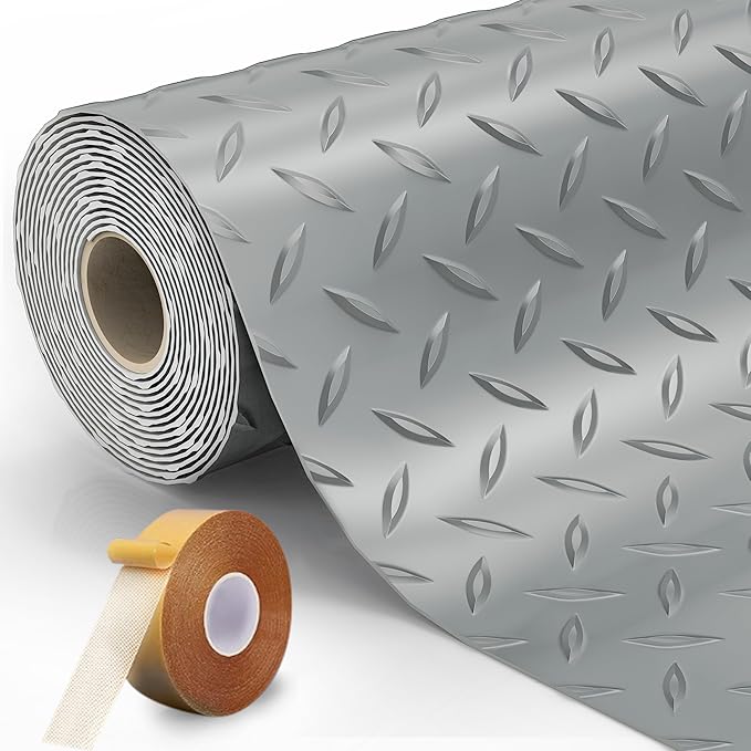 8.2 x 23 FT Garage Floor Mat, 2.8mm Thickened Diamond Plate PVC Garage Flooring by Unknown