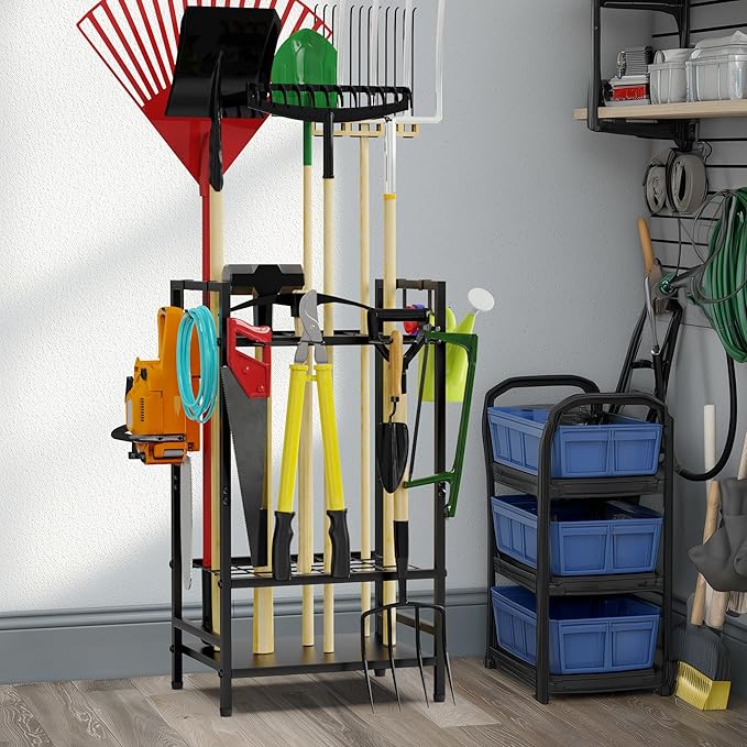 Garden Tool Organizer Rack for Garage, Yard Tool Tower Rack Organizer, Tools - Image 4