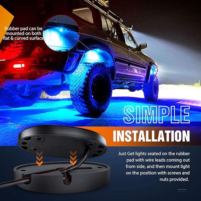 Nilight LED Rock Light Pods Waterproof Under Body Wheel Well Light Exterior - Image 6