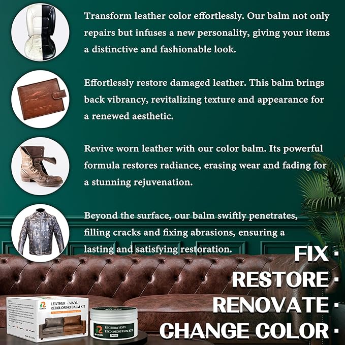 White Leather Repair Kit, Leather Recoloring Balm – Restore & Repair Faded - Image 5
