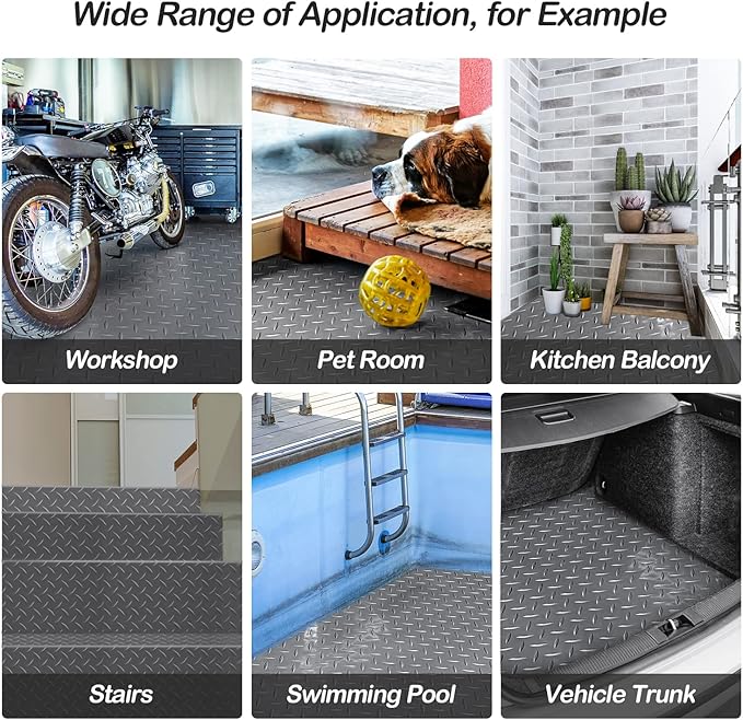 Garage Floor Mat, 4x8.2ft Diamond Rubber Plate Garage Flooring Rolls, Non-Slip - Image 5