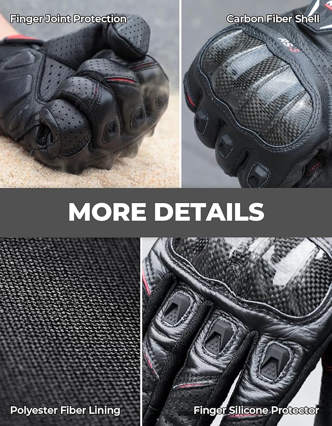 KEMIMOTO Sheepskin Leather Motorcycle Gloves - Image 3