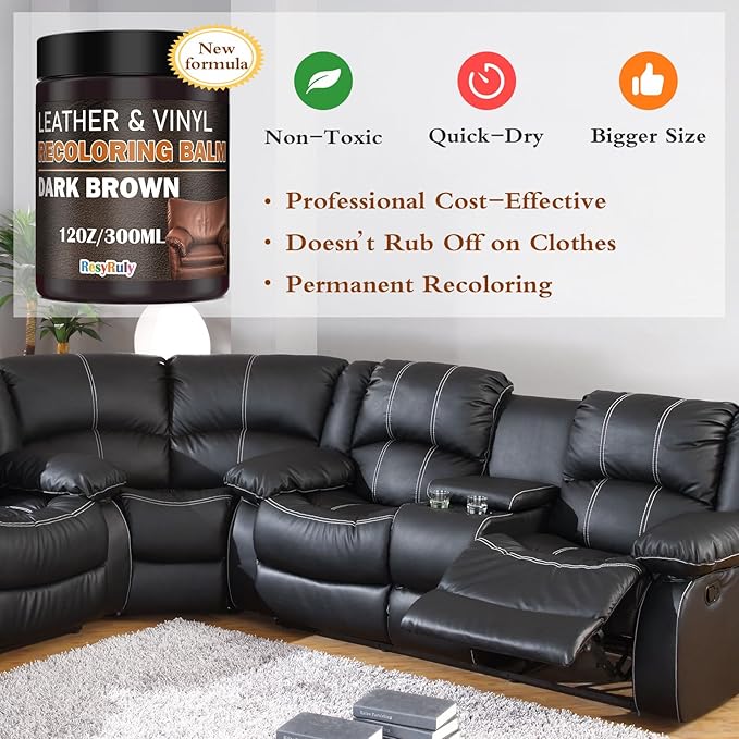 Leather Recoloring Balm Dark Brown Leather Dye Vinyl Paint Car Interior Seat - Image 3