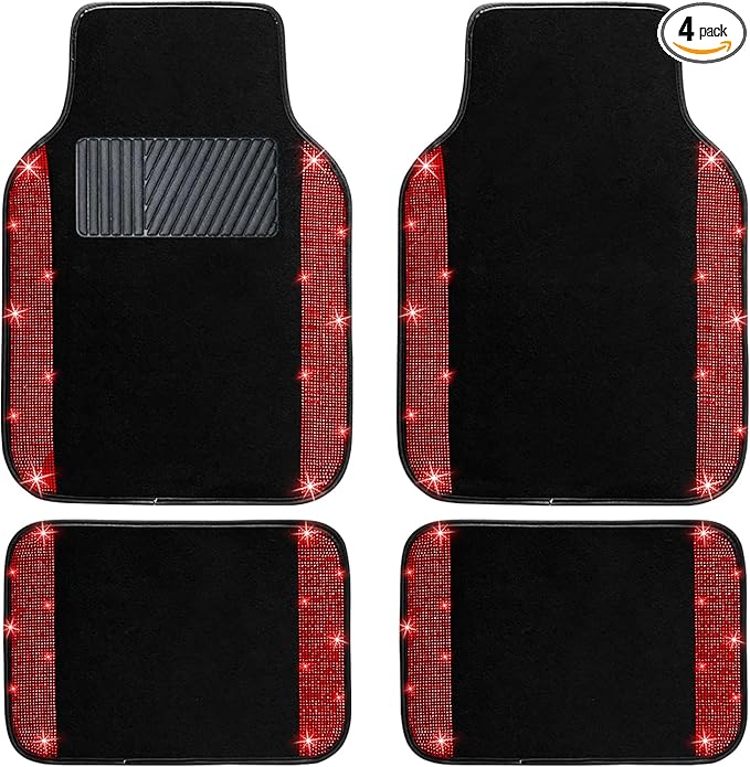 NBTEPEM Red Bling Car Floor Mats Full Set, Universal Fit Most Cars by NBTEPEM