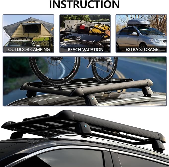 AUTOXBERT 50" x37.8" x3.54" Universal Aluminum Roof Rack Rooftop Cargo Carrier - Image 9