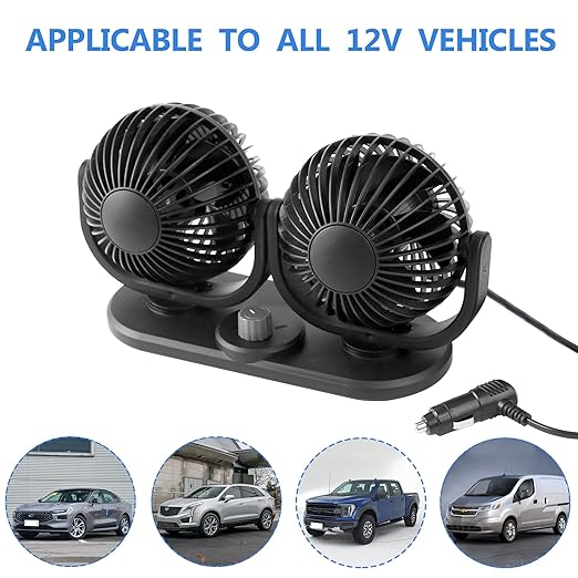 12V Car Fans Cooling Air Fan Powerful Dashboard Electric Dual Car Fan Cigarette - Image 7