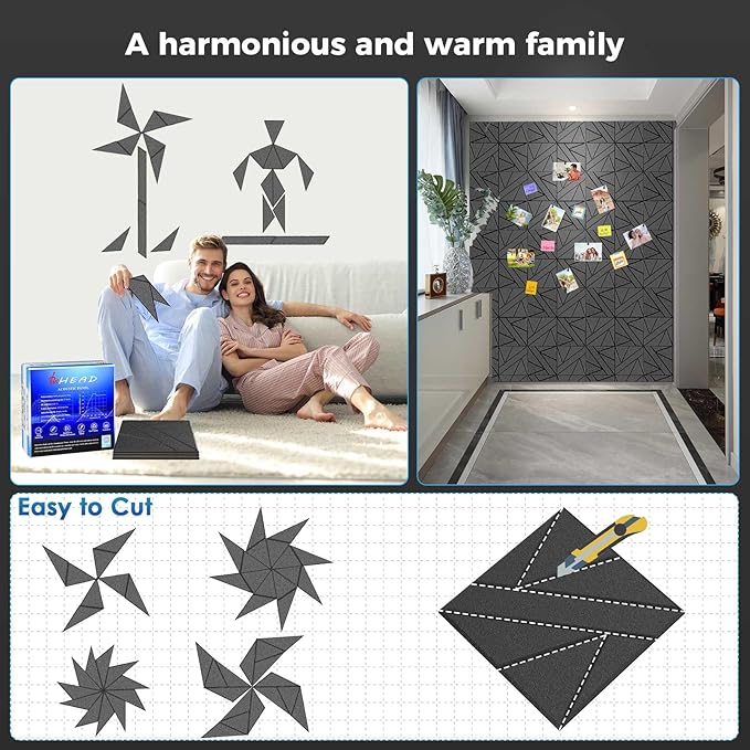 8 Pack Self-Adhesive Soundproof Wall Panels, 15.7 x 15.7 x 0.47 in Sound Proof - Image 5