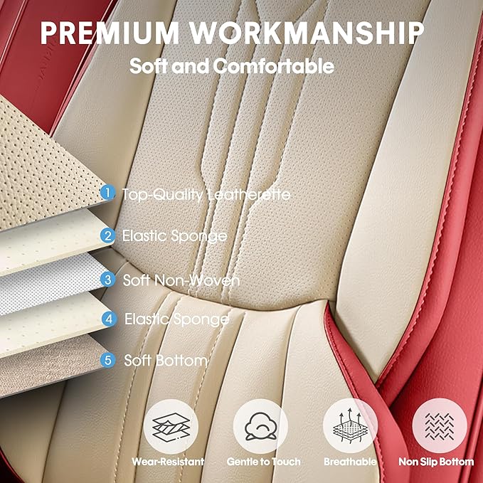 AOOG Front Seat Covers, Car Seat Covers Front Seats, Leather Seat Covers - Image 4