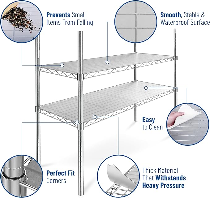 Shelf Liners for Wire Shelf System: Set of 4 in Graphite: 14 x 36 inch: Plastic - Image 5