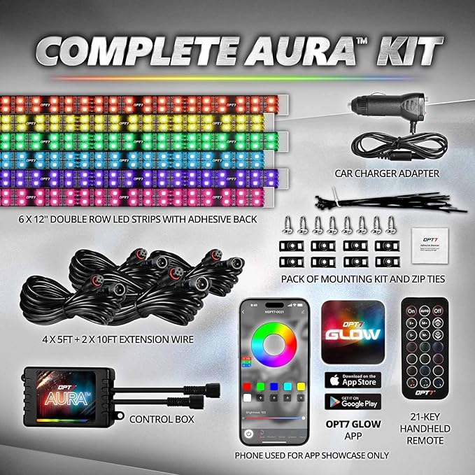 OPT7 Aura Pro 6PC Double LED Interior Strip Lights - Image 8
