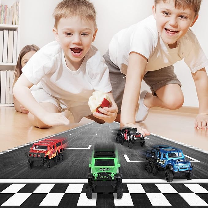 KIDAMI Diecast Toy Trucks 4 Pack Die Cast Metal Toy Cars Pull Back Cars - Image 5