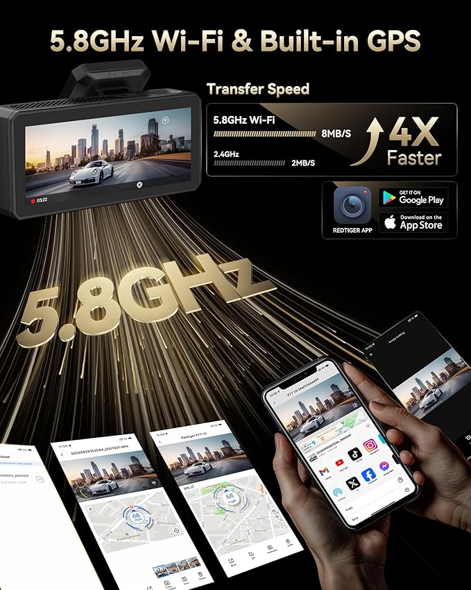 REDTIGER Dual 4K Dash Cam with 256GB eMMC, STARVIS 2 IMX678 Front and Rear Dash - Image 6