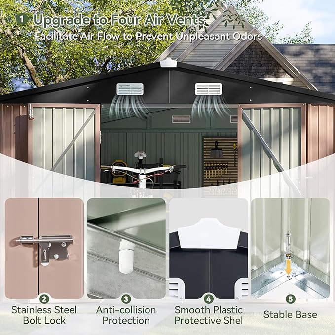 Aoxun 10x10 FT Shed Outdoor Storage Shed - Image 5