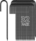12 Inch Rebar Stakes J Hook Ground Stakes 32-Pack Heavy Duty Galvanized Chain by Besitu