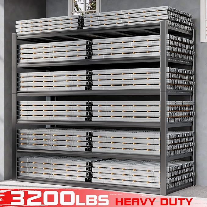 60" W Garage Shelving Heavy Duty, 6 Tier Garage Shelves, Commercial Metal - Image 3
