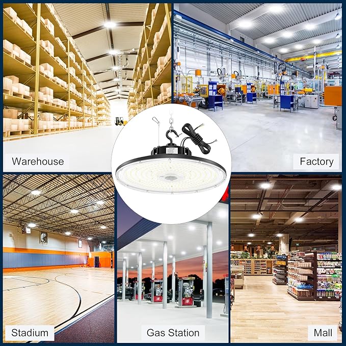 300W UFO LED High Bay Light 1-10V Dimmable, 5000K Daylight 42000LM, UL DLC - Image 6