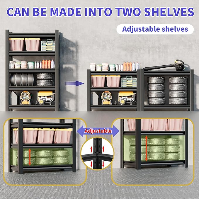 2 Set Garage Shelving Unit 72"H3000bls Heavy Duty Storage Shelves Easy Assembly - Image 6