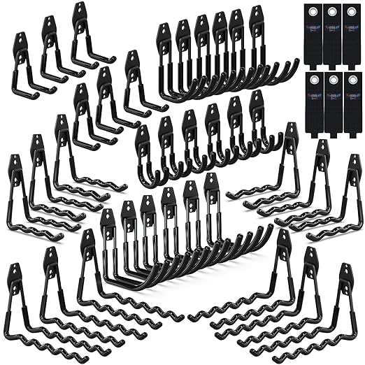 3-H Garage Wall Hooks 42 Pack, Heavy Duty Garage Hooks by 3-H
