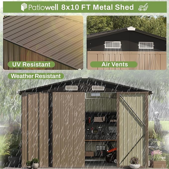 Patiowell 8x10 FT Outdoor Storage Shed - Image 8