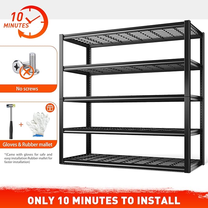 REIBII 48.2''W Garage Shelving Heavy Duty Metal Shelving 3000LBS Storage - Image 7