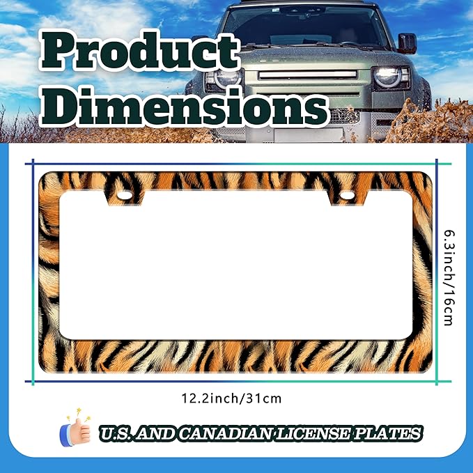 Tiger License Plate Frame Funny Tiger Skin Stripe License Plate Holder - Image 3