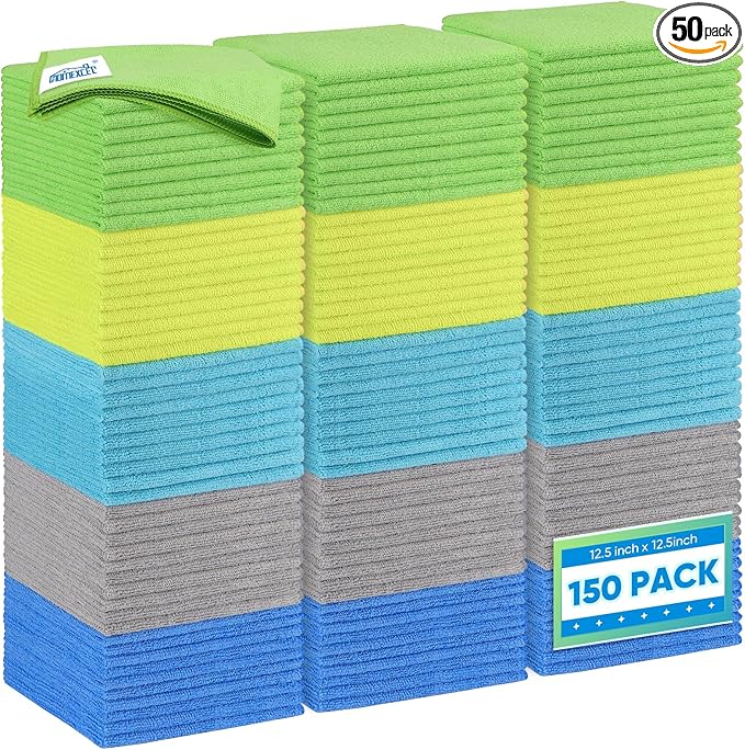 HOMEXCEL Microfiber Cleaning Cloth 50 Pack, 12.5 x 12.5 inch Microfiber Towels by HOMEXCEL