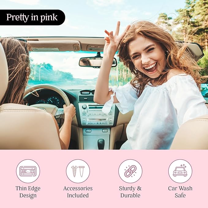 Premium Princess Pink License Plate Frame – 1 Pack, Rust-Free Stainless Steel - Image 4