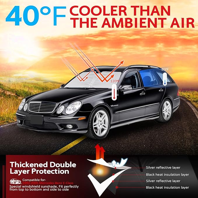 KAYZT Windshield Sun Shade for 1992-2005 Merce-des-Benz E Class E-Class E300 - Image 2