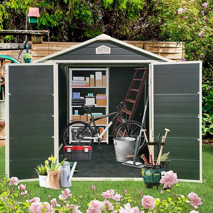 6x8 FT Outdoor Storage Shed, Resin Garden Shed - Image 2