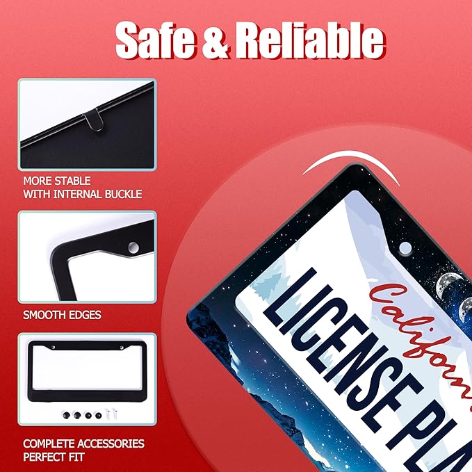 Personalized License Plate Frame Moon Phase Mountains Stainless Steel Accessory - Image 3