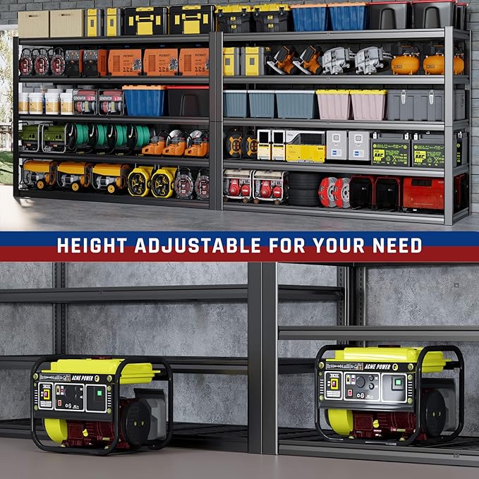 67" W Garage Shelving Heavy Duty, Adjustable 5 Tier Metal Shelves, Commercial - Image 5
