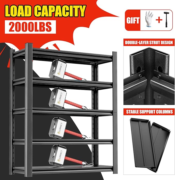 Metal Garage Storage Shelving Unit, 5-Tier Heavy Duty Adjustable Utility Shelves - Image 6