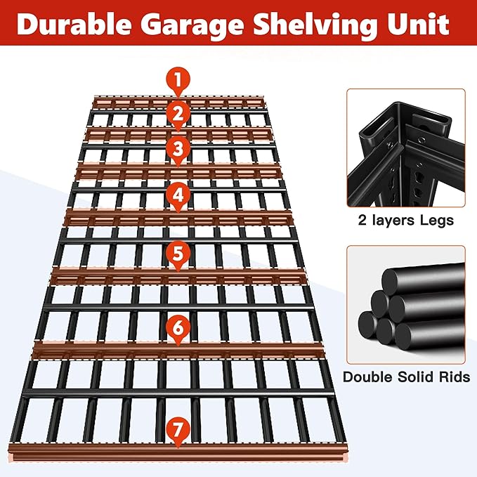 REIBII 84" H Garage Shelving, 6-Tier Storage Shelves Heavy Duty Loads 3500LBS - Image 6