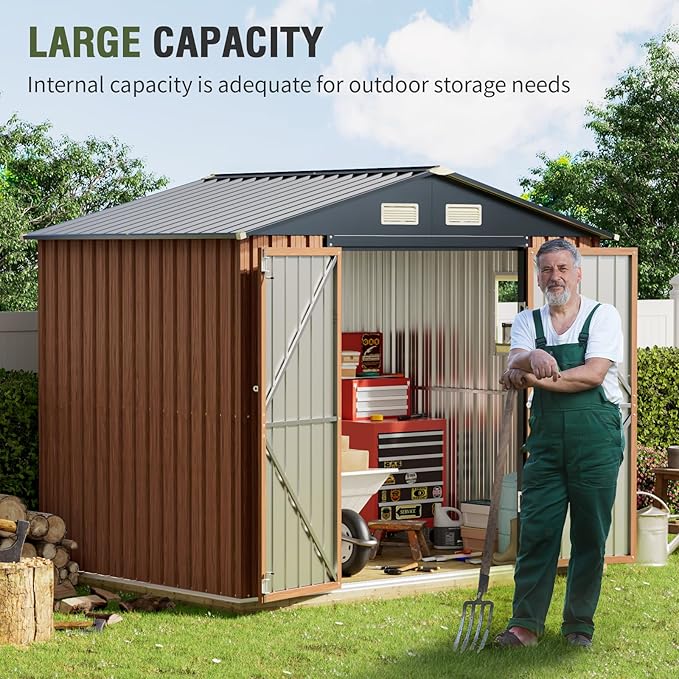 8x6 Ft Storage Shed, Large Outdoor Shed - Image 2