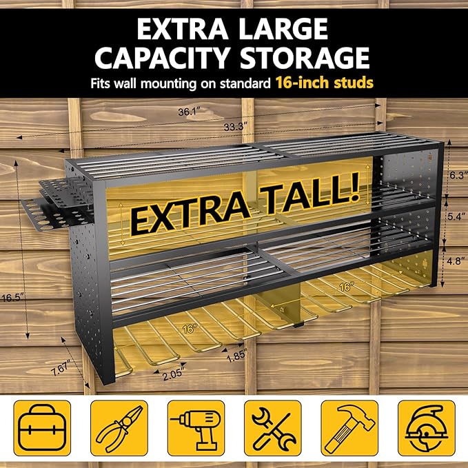 Large Power Tool Organizer Wall Mount, 4 Layer Garage Storage Cordless Tool - Image 3
