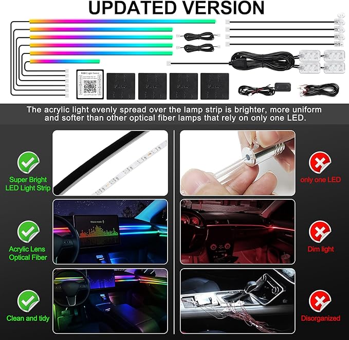 Dreamcolor Acrylic Interior Car LED Strip Light - Image 6